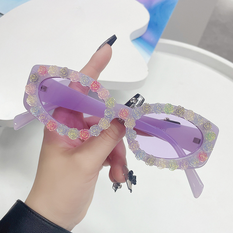 Gafas de sol personalizadas para la flor de diamantes de PC de PC al por mayor